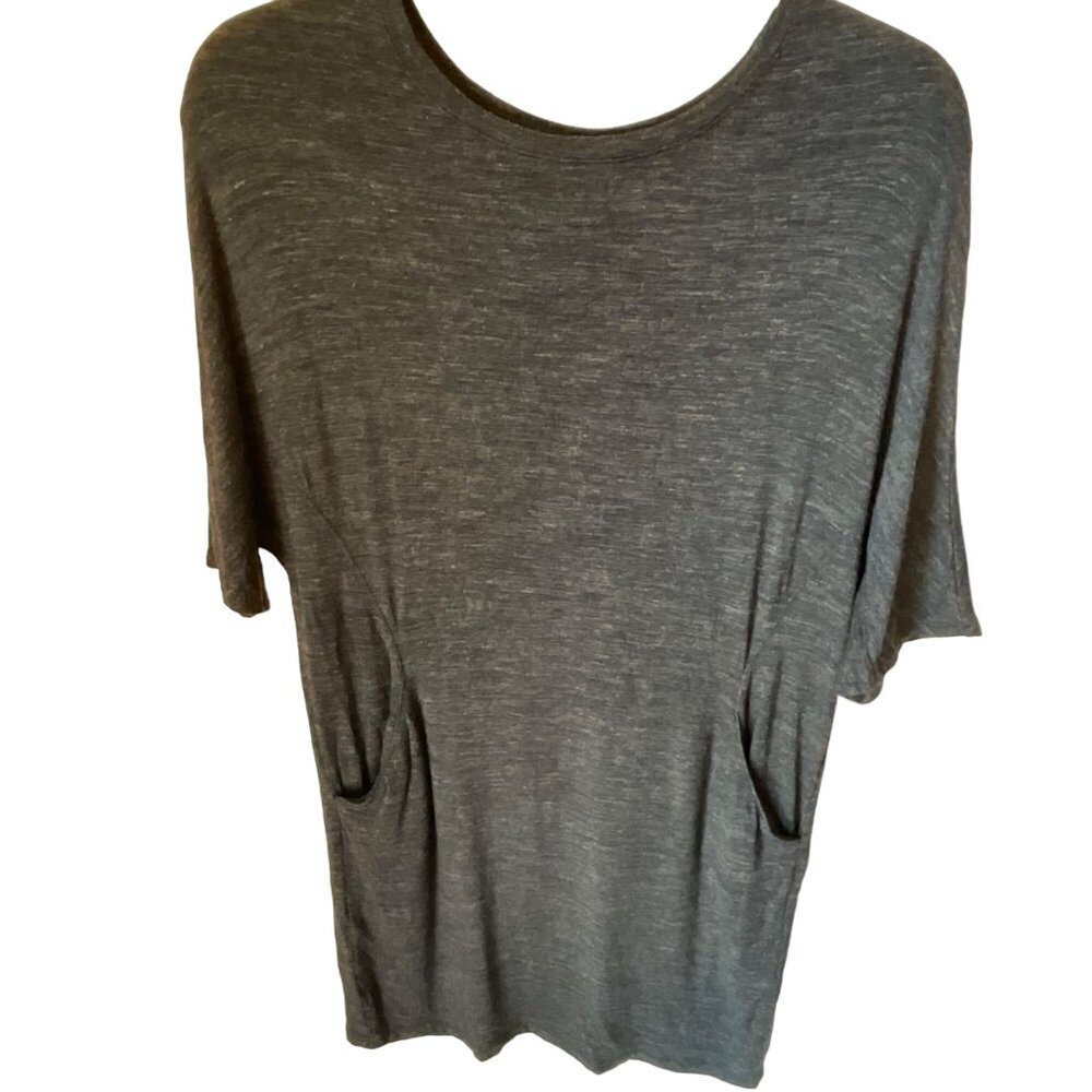 Lou & Grey Womens Heather Gray Loose Fit‎ Top W/Pockets Small